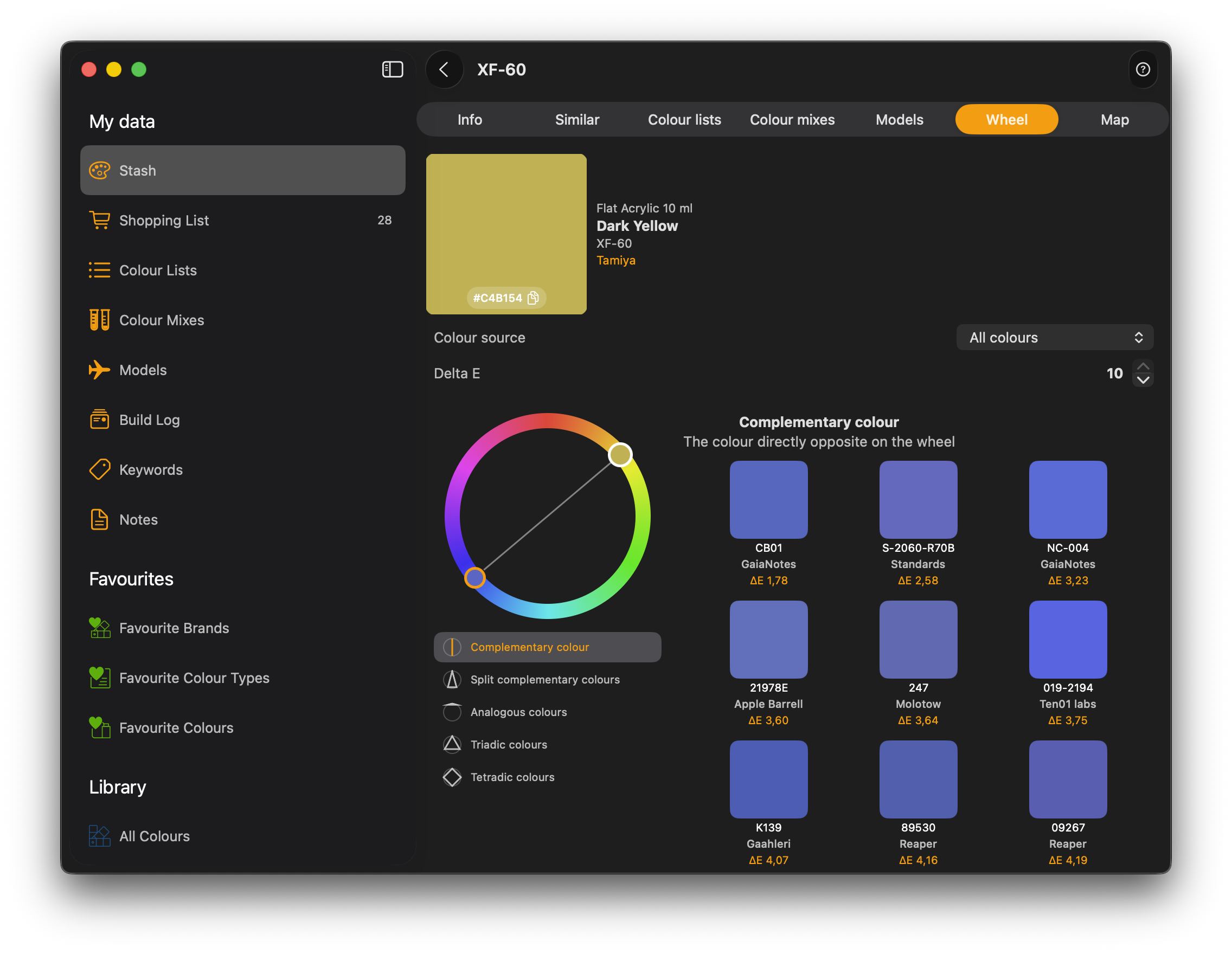 Color schemes, showing complementary colors
