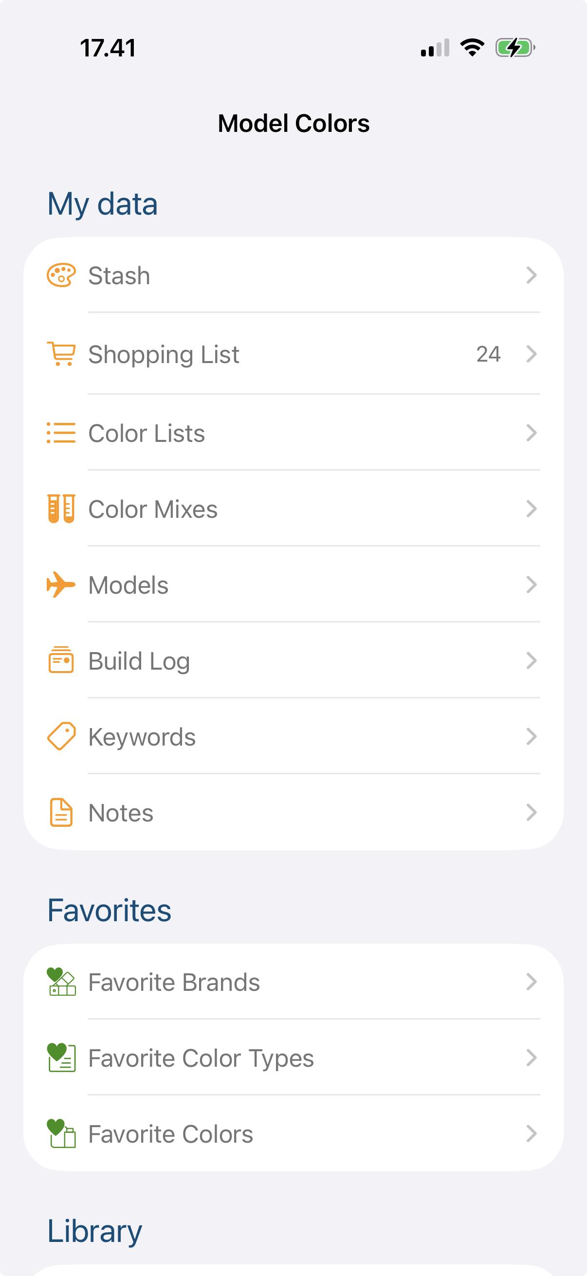 Model Colors main menu in light mode