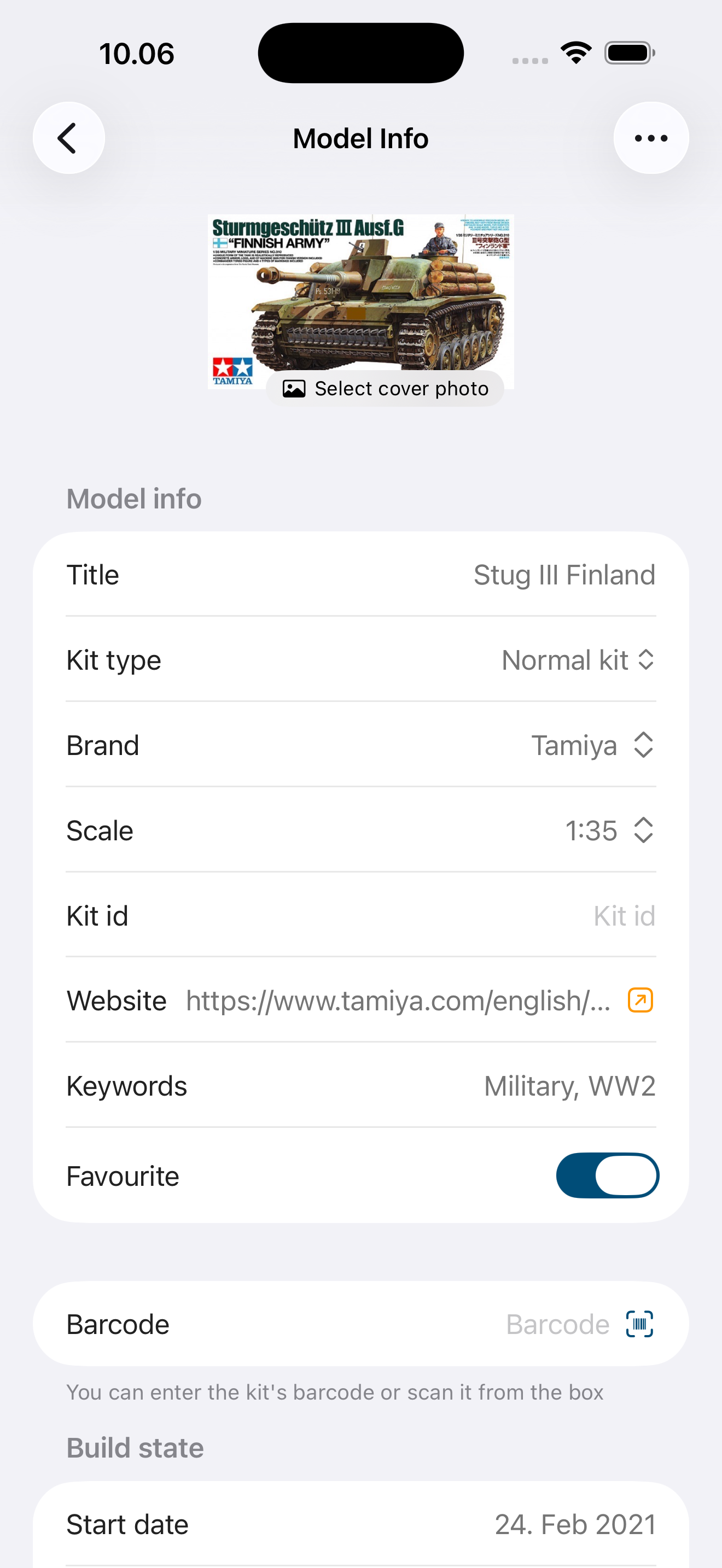 Information about a model