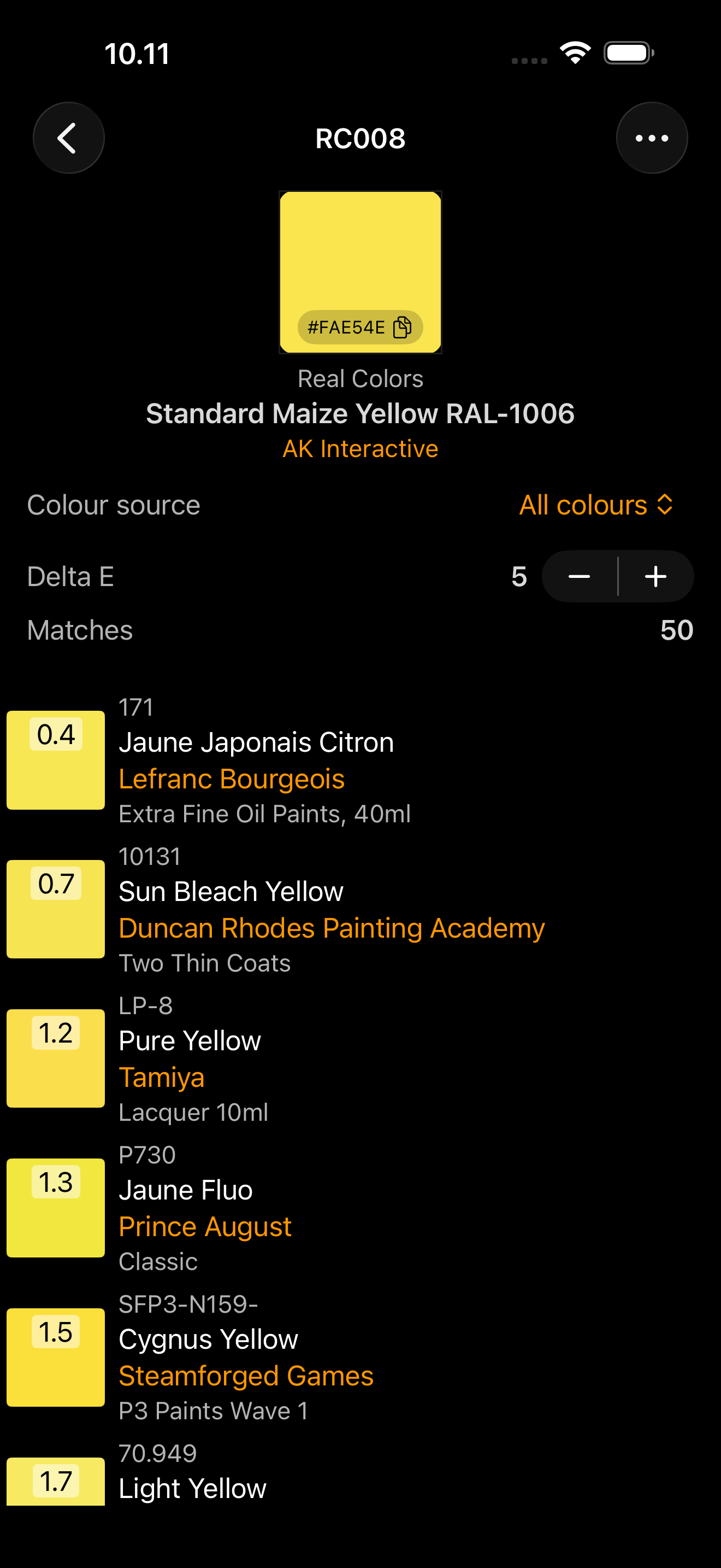 Similar colors