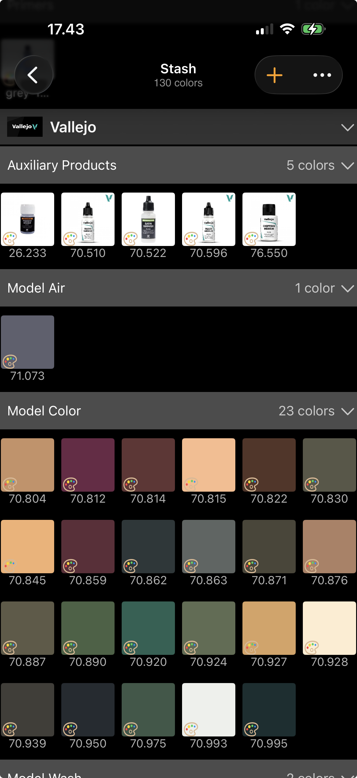 Grid view of the paint stash